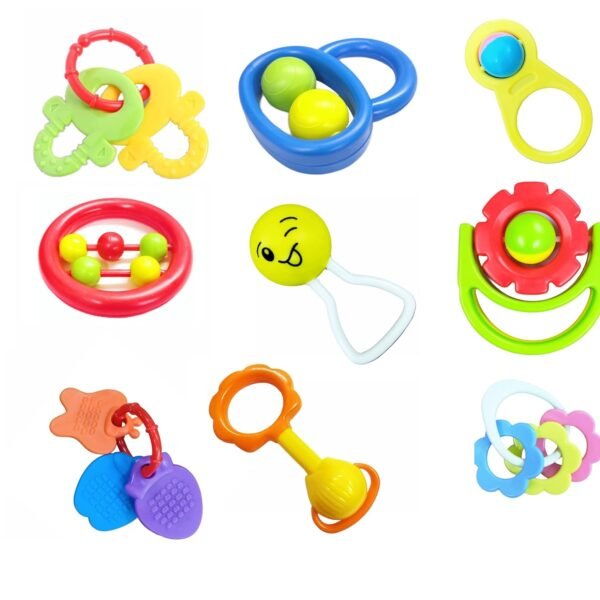 BPA-Free Non Toxic Colorful Rattles for Baby (9Pcs-Multicolor-1)