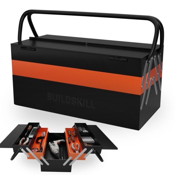BUILDSKILL 21" Metal Tool Box for Home | 5-Cabinet Tools Box Kit | Rust Resistant | Sturdy | Round Handle | Secure Lock | Garage Tool Box Empty | DIY | Big Size Repair Toolbox | Ideal for Home Use