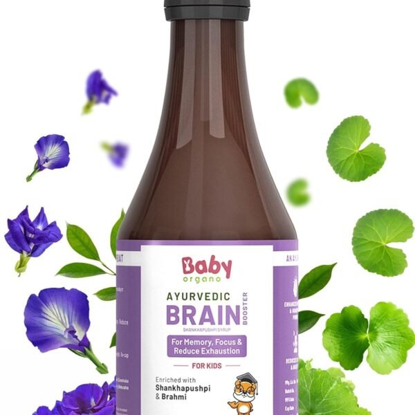 BabyOrgano Shankhpushpi Syrup | Memory Booster for Kids | Made with Shankhpushpi & Brahmi to Improve Focus | 100% Ayurvedic | 5+ Years