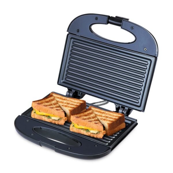 Bajaj New SWX 400 2-Slice Sandwich Grill Toaster | Non-Stick Coating Plates | Buckle Clip Handle | 1 Year Product Warranty 【Black】