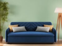 Balbus 3 Seater Sofa Cum Bed for Living Room (Blue Fabric) Premium Fabric Sofa