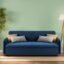 Balbus 3 Seater Sofa Cum Bed for Living Room (Blue Fabric) Premium Fabric Sofa