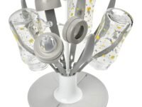 Beaba Portable Baby Bottle Drying Rack for 8 Bottles and Baby Breast Pump Accessories, Compact, Space-Saving, Easy to Fold, Suitable for Baby Bottles, Sipper Cups, and Baby Feeding Essentials (Grey)