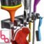 Berry Ave Broom Holder & Wall Mount Garden Tool Organizer - Home Laundry Room, Kitchen, Closet, Shed, Garage Organization & Storage Utility Rack - 5 Slots & 6 Hooks -Rake, Shovel, Mop Hanger, Plastic