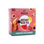 Bevzilla Iced Tea Powder Sachets Assorted 10 Flavours |30g x 10 Pouches | Cold Brew Ready | No Artificial Ingredients | Strong & Refreshing Summer Drink