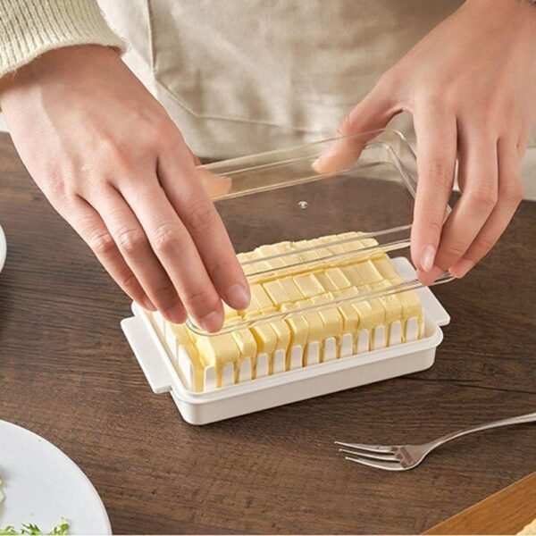 Black Olive Butter Dish Box with Lid - Airtight, BPA-Free, Butter Slicer for Kitchen & Restaurant Transparent Lid Allows Easy-Cutting, Sealed Fridge Safe - 2-in-1 Cutter and Storage Box (White,1Pcs)