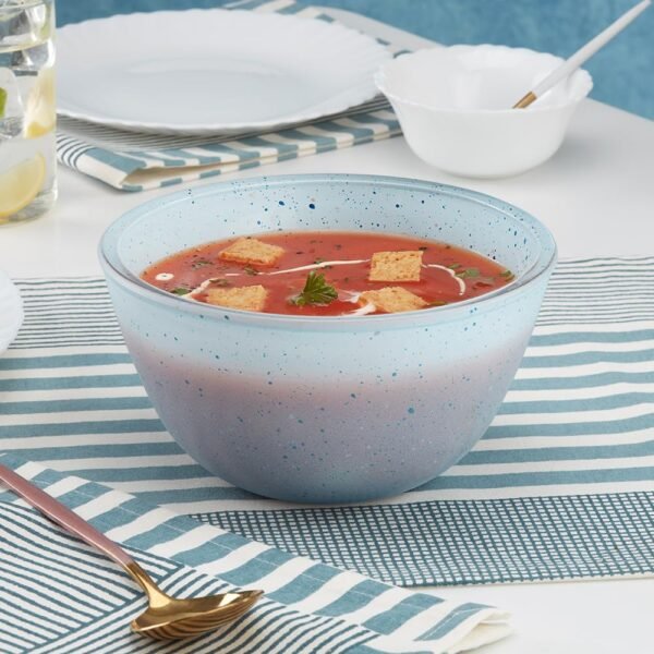 Borosil 1 L Blue Serving & Mixing Bowl | Made in India Borosilicate Glass Bowl for Kitchen & Dinning | Bowl for Mixing Dough, Salad, Batter | Microwave & Dishwasher Safe