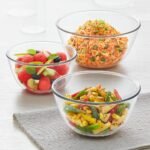 Borosil 500ml + 750ml + 1L (3pc) Serving & Mixing Bowl Set | Made in India Borosilicate Glass Bowl for Kitchen & Dinning | Bowl for Mixing Dough, Salad, Batter | Microwave & Dishwasher Safe | Clear