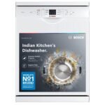 Bosch 13 Place Setting, EcoSilence Drive, Hygiene plus with Intensive Kadhai program, Free Standing Dishwasher, No.1 Brand in Dishwasher (SMS66GW01I, White, Inbuilt heater, Removes 99.99% germs)