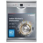 Bosch 13 Place Setting, EcoSilence Drive, Hygiene+ with Intensive Kadhai program, Free Standing Dishwasher, No.1 Brand in Dishwasher (SMS66GI01I, Silver Inox, Inbuilt heater, Removes 99.99% germs)