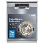 Bosch 14 Place Setting, EcoSilence Drive, Rackmatic 3 stage, Free Standing Dishwasher, World No.1 Brand in Dishwasher (SMS46KI03I, Silver Inox, Inbuilt heater, Removes 99.99% germs)