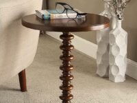 Brown Arts Shoppee Round Coffee End Tables for Living Room, Accent Furniture Pedestal Coffee Table, Decor Side Tables for Bedroom (Brown)
