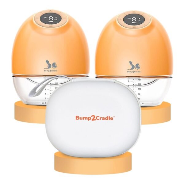 Bump2Cradle | ISO 9001:2015 Certified| No 1 Brand by Doctors and Lactation Experts |Automatic Nipple Corrector Patented Technology -Pump N Go Pro|Model: (B2C 117/Pro) Electric Breast Pump|Soft Cushion|17, 19,21 & 25 mm flanges |3 Modes & 9 Suction Levels|Usb Charging & Cordless Quiet 1 Yr Warranty | Storage bottle with Cap | Free lactation consultation | FREE premium Carry Case Pack of 2