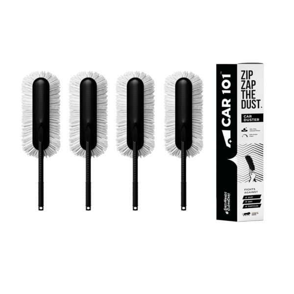 CAR101 Zip Zap Car Duster - Pack of 4 | Ceramic Wax Infused | Scratch-Free Cleaning | Easy Grip Handle | Premium Car Cleaning Tool | Effortless Dust Removal for Car & Bike