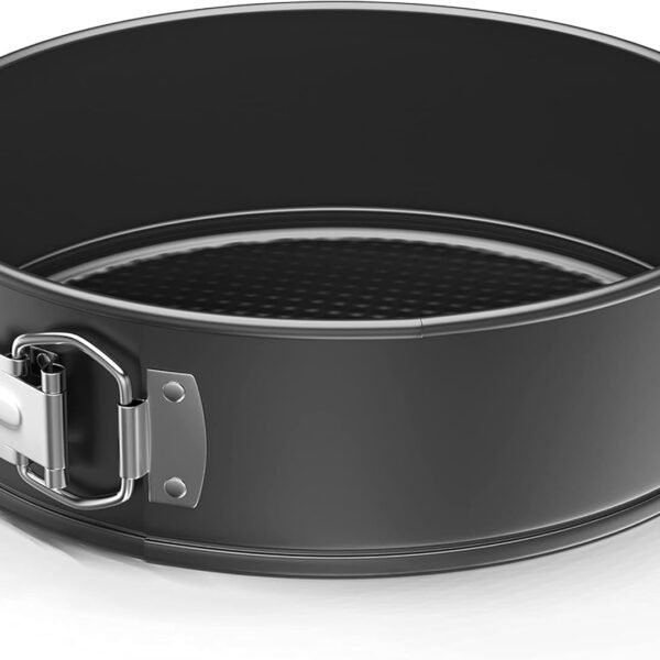 CURATED CART Cake Mould - Cake Tin Teflon Coated Removable Base, Round Shaped Cake Baking Mould, Non-Stick Cake Trays For Microwave, Oven And Bakeware (8 Inch), Black