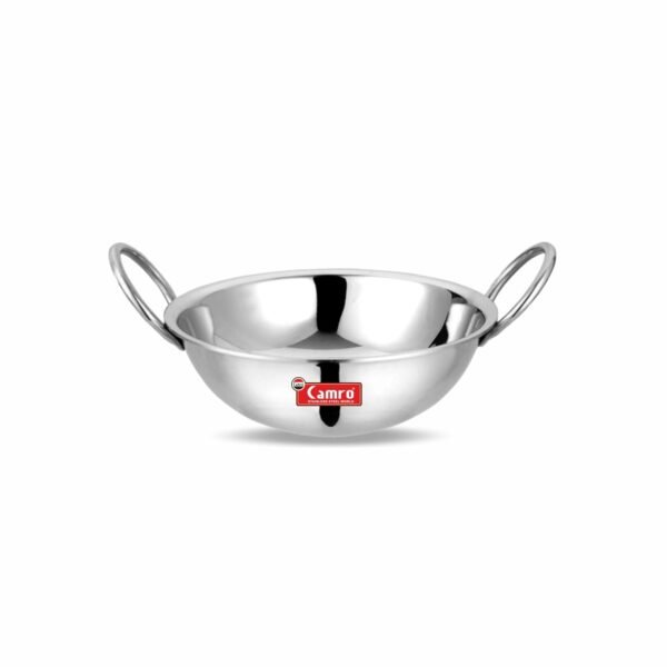 Camro Triply Round Bottom Kadhai, 12 No, 2 Litersl | Versatile Cooking Utensil | Gas Stove Compatible | Dishwasher Safe | 6 Years Warranty