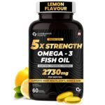 Carbamide Forte 5X Strength Omega 3 Fish Oil Capsules 2730mg | Fish Oil Omega 3 Supplement To Support Overall Health & Skin With Added Aloevera, Vitamin D3, Vitamin E For Men & Women - 60 Softgels