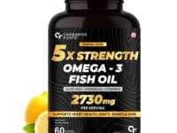 Carbamide Forte 5X Strength Omega 3 Fish Oil Capsules 2730mg | Fish Oil Omega 3 Supplement To Support Overall Health & Skin With Added Aloevera, Vitamin D3, Vitamin E For Men & Women - 60 Softgels
