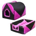 Cat and Dog Tent House Cum Portable Bed, Cozy Dog Igloo Bed Cat Cave, Foldable Non-Slip Warm for Pets Puppy Kitten Rabbit (Large Size) (43 cm x 60 cm x 45cm) Pink