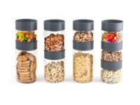 Cello Modustack Storage Container Jar Set of 9 (500ml x 5, 750ml x 2, 1000ml x 2), Grey| Food Grade, Stackable, See Through Pet Organizer| For Storage of Food, Pulses,Spice, Cereals, Cookies, Dry Food
