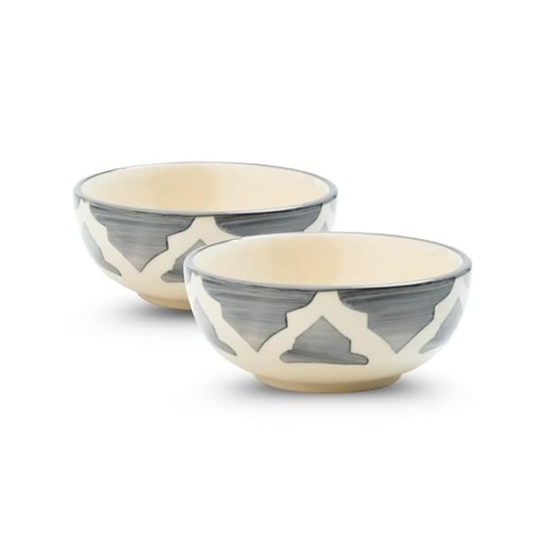Ceramic Bowl Set 2 | Japanese European Multipurpose Crockery | Snack & Dessert Bowls | Microwave & Dishwasher Safe | Stackable Grey-75 Ml