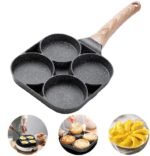 Ceramic Non-Stick Frying Pan With 4 Hole Pancake Pan Fried Egg Burger Pan, 7.5 IN, Multicolor