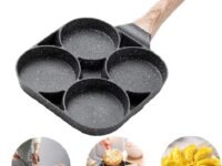 Ceramic Non-Stick Frying Pan With 4 Hole Pancake Pan Fried Egg Burger Pan, 7.5 IN, Multicolor