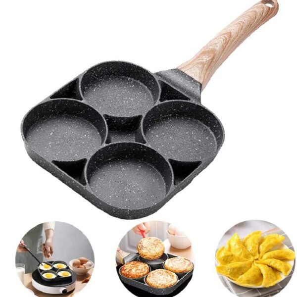 Ceramic Non-Stick Frying Pan With 4 Hole Pancake Pan Fried Egg Burger Pan, 7.5 IN, Multicolor