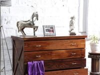 Chest of Drawers for Storage | Chest of Drawers Wooden | Solid Sheesham Wood Chest of Drawer Storage Cabinet with 4 Drawers for Office Hall Living Room Home, Rustic Brown Finish