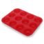 Clazkit 12 Cavity Reusable Silicone Muffin Baking Pan Mold, 33x25x3.0cm (RED)