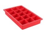 Clazkit Silicone Ice Tray Flexible 15 Cubes/Cavity, Multicolor, Red