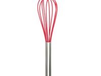Clazkit Stainless Steel Handle Whisk Egg and Milk Frother Kitchen Blender (Red)