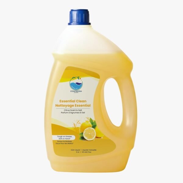 Confressa® Essential Clean Dishwash Gel | Lemon Fresh | 3 Litre | Leaves No Residue & Foul Smell | Powerful Grease Cleaner for All Utensils (Yellow)