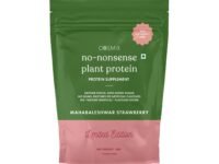 Cosmix No-Nonsense Plant Protein | 23 Protein/Serve, 1Kg Pouch | Mahabaleshwar Strawberry | Plant Based Protein, Pea & Rice Isolate | Clean, Easy to Digest | All Essential Amino Acids