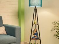 Crosscut Furniture Metal Floor Lamp with 3 Shelves (Royal Blue) LED Bulb Included