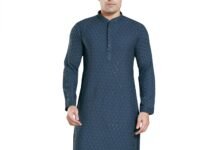 DIVISIVE Men's Sequince Embroidered Cotton Blend Only Slim Fit Kurta