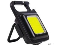 DOTCOM COB Keychain Light,Rechargeable Led Small Flashlight 500 Lumens Bright 4 Light Modes Pocket Emergency Work Light with Corkscrew & Magnet Base for Indoor Outdoor Use (Yellow-Pack 1)