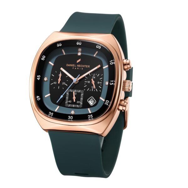 Daniel Hechter Paris Bercy Collection Modern Multi Functional Watch for Men with Square Dial and Silicon Band-DHM1001