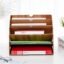 Desk File Holders File Rack Fan-Shaped Wooden File Holder Large-Capacity Office Data Storage Rack Creative Multi-Layer File Sorter Desk Organizer(Wood) (Round Stand)