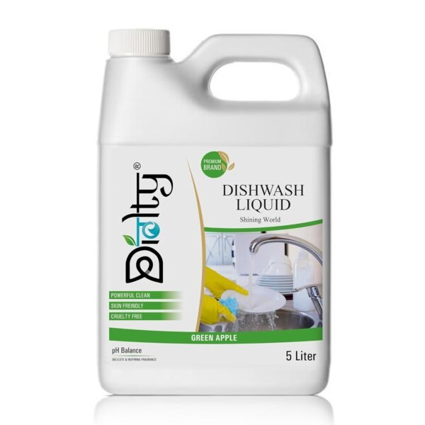 Diolty Dishwash Liquid Gel 5 Liter with Lime And Basil Fragrance, Dishwasher Liquid Leaves No Residue, Dishwashing Liquid 5 L
