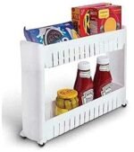 Divik Unbreakable Multi Layer Space Saving Storage Organizer Slim Rack Shelf with Wheels for Easy Movement Bottle Rack Trolley Slim Storage Cart Ideal for Dining, Kitchen, Bathroom (1Pcs)