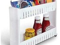 Divik Unbreakable Multi Layer Space Saving Storage Organizer Slim Rack Shelf with Wheels for Easy Movement Bottle Rack Trolley Slim Storage Cart Ideal for Dining, Kitchen, Bathroom (1Pcs)