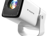 E GATE Atom 3X Projector 4k ultra HD, Full HD 1080p Native, Automatic Home Projector for Room | 300 ISO | Rotatable Design | Android Netflix, Prime | ARC-HDMI, USB, Wifi-6, BT, Screen Mirroring, Egate