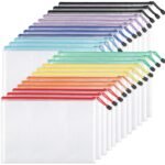 EOOUT Mesh Zipper Pouch Document Bag, Plastic Zip File Folders, Letter Size/A4 Size, for Office Supplies, Travel Storage (24)
