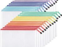 EOOUT Mesh Zipper Pouch Document Bag, Plastic Zip File Folders, Letter Size/A4 Size, for Office Supplies, Travel Storage (24)