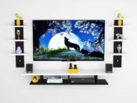 Engineered Wood TV & Set Top Box Unit Stand for Living Room, Large (up to 55") (Black & Frosty White)