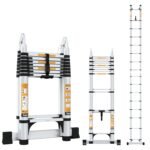 Equal 22 FT 2-in-1 Aluminum Telescopic Ladder with 2 Triangle Support & Stabilizers | EN131 Certified with 2 Year Warranty | 150kg Max Capacity | Ladder for Home or Outdoor Work (6.6m/8+8 Step)