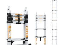 Equal 22 FT 2-in-1 Aluminum Telescopic Ladder with 2 Triangle Support & Stabilizers | EN131 Certified with 2 Year Warranty | 150kg Max Capacity | Ladder for Home or Outdoor Work (6.6m/8+8 Step)