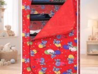 FLIPZON Multipurpose 6 Shelve Baby Wardrobe (Fabric Shelves) - Red (Iron)