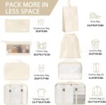 FLYNGO Nylon 8 Pcs Travel Organizer Pouch Packing Cubes For Clothes Space Savers Bags Cosmetics/Underwear/Socks/Shoes Toiletry Bag Laundry Organiser(Beige)
